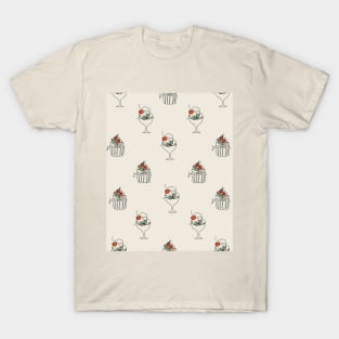 Pattern with line art style desserts T-Shirt